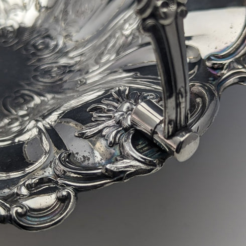 英國古董銀盤大籃子操作手柄 836 克