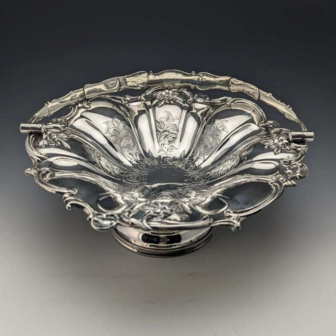 British Antique Silver Plate Large Basket Operating Handle 836g