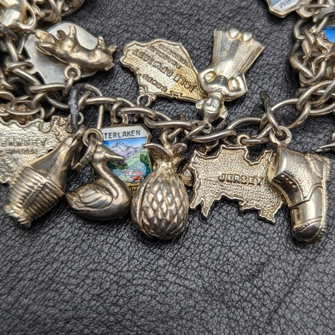 英国ヴィンテージ 純銀製 チャームブレスレット 69g