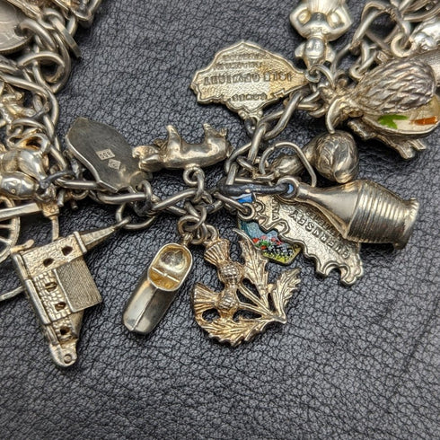 英国ヴィンテージ 純銀製 チャームブレスレット 69g