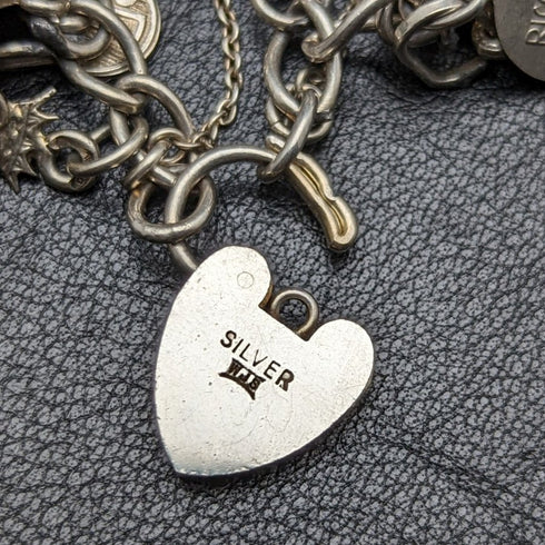 英国ヴィンテージ 純銀製 チャームブレスレット 69g