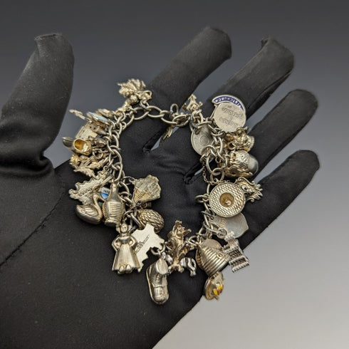 英国ヴィンテージ 純銀製 チャームブレスレット 69g