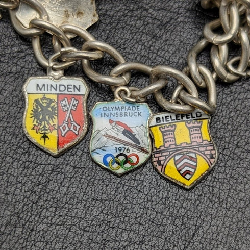 英国ヴィンテージ 純銀製 チャームブレスレット 23g