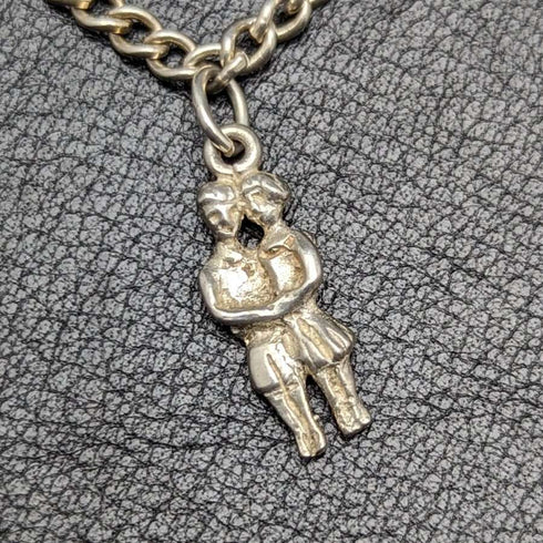 Pulsera de dijes de plata esterlina vintage británica, 19 g
