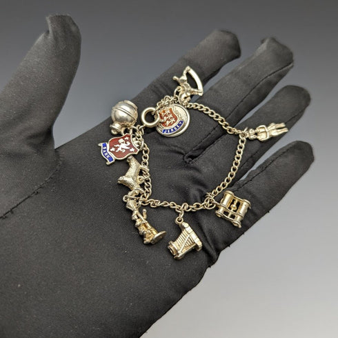 英国ヴィンテージ 純銀製 チャームブレスレット 19g