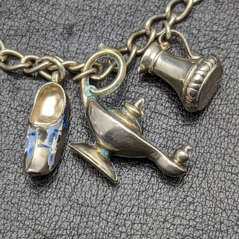 英国ヴィンテージ 純銀製 チャームブレスレット 21g