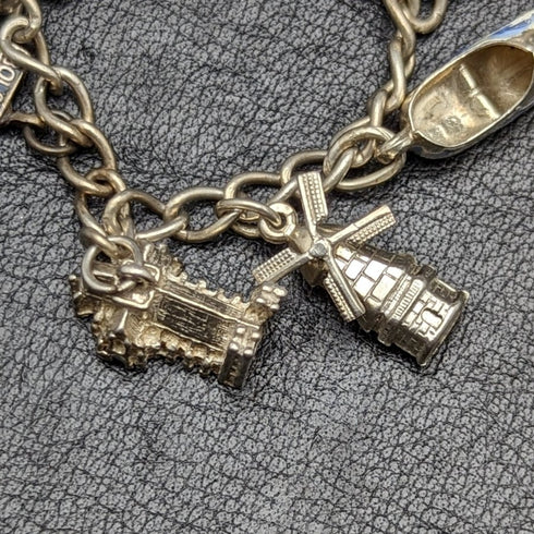 英国ヴィンテージ 純銀製 チャームブレスレット 21g