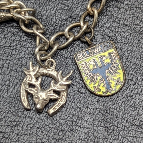 英国ヴィンテージ 純銀製 チャームブレスレット 21g