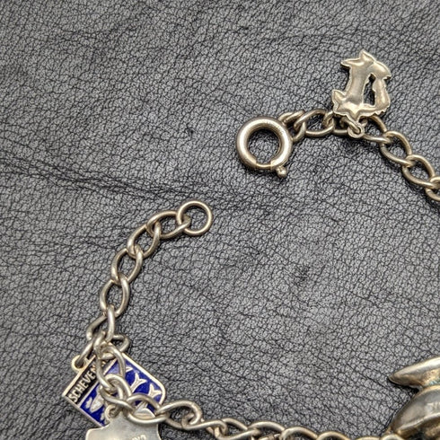 英国ヴィンテージ 純銀製 チャームブレスレット 21g