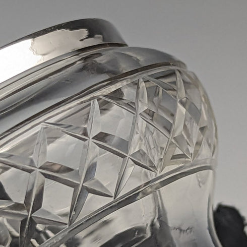 1923年 英国アンティーク カットガラス ソルトセラー 純銀装飾 61g