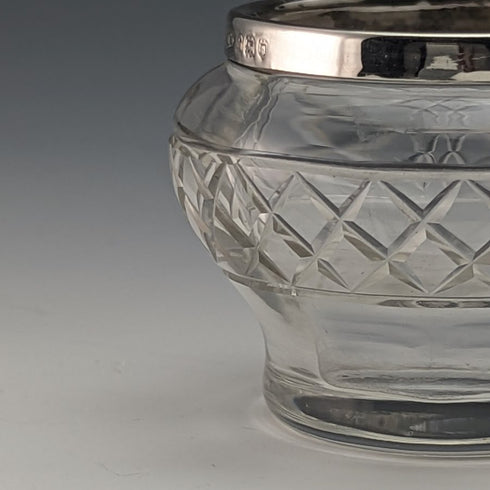 1923年 英国アンティーク カットガラス ソルトセラー 純銀装飾 61g