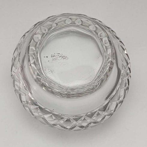 1923 British antique cut glass salt cellar pure silver decoration 61g