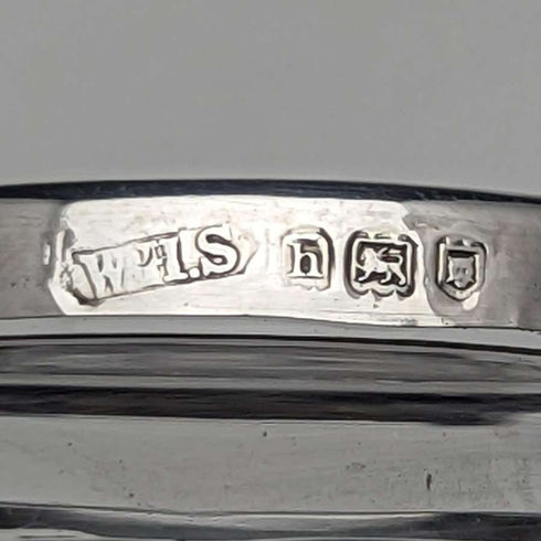 1923 British antique cut glass salt cellar pure silver decoration 61g