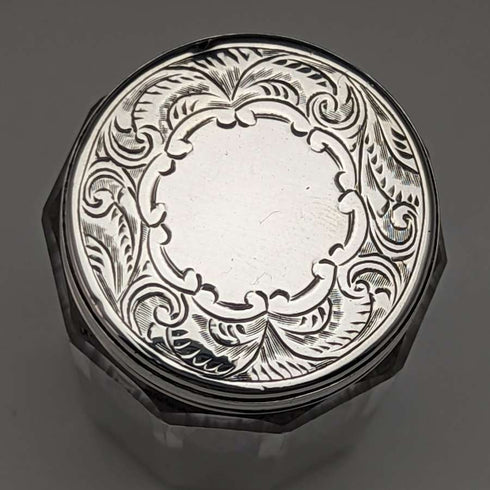 1882 British Antique Small Glass Bottle Pure Silver Lid 110g