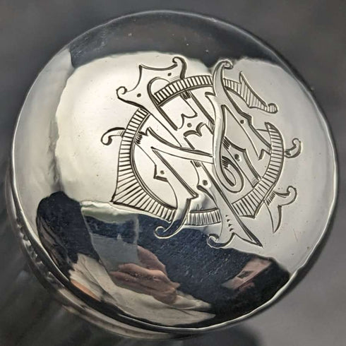 1927 British Vintage Oblong Glass Bottle Pure Silver Lid 110g