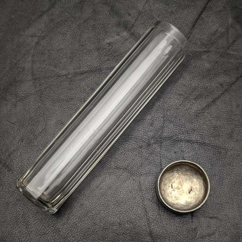 1927 British Vintage Oblong Glass Bottle Pure Silver Lid 110g