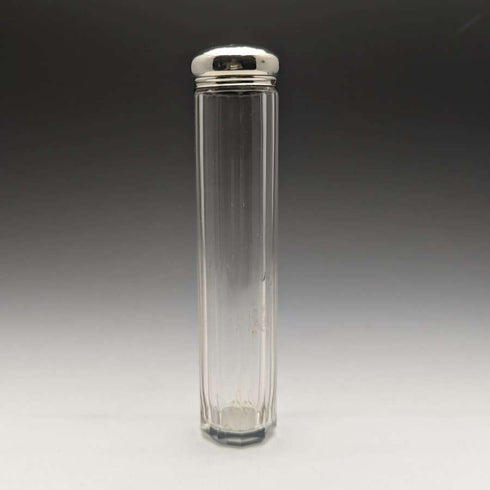 1927 British Vintage Oblong Glass Bottle Pure Silver Lid 110g