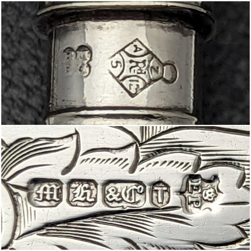 1860 年英國古董銀盤魚刀 6 件裝托盤