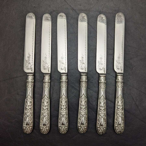 1868 年英國古董銀盤餐具套裝 6x2 桃花心木盒裝