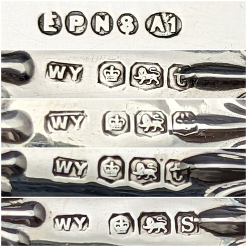 1936年 英国ヴィンテージ 純銀ハンドル カトラリー6x2 &サーバセット 木箱入り