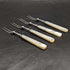 1925 British Vintage White Pearl Shell Handle Sterling Silver Blade Dessert Cutlery 4x2 Set