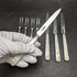1925 British Vintage White Pearl Shell Handle Sterling Silver Blade Dessert Cutlery 4x2 Set