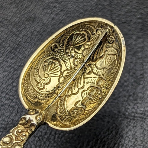 1901年 英国アンティーク 純銀金メッキ アノイティングスプーン12本セット ケース入り