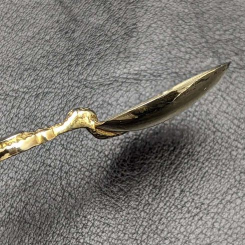 1901 British antique pure silver gold plated anointing spoon set of 12 in a case