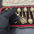 1901 British antique pure silver gold plated anointing spoon set of 12 in a case
