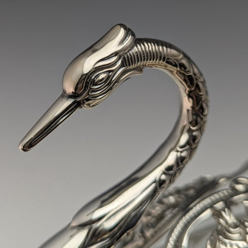 1972 年英國復古天鵝形狀純銀和切割玻璃配件盒大號中號小號 3 件套