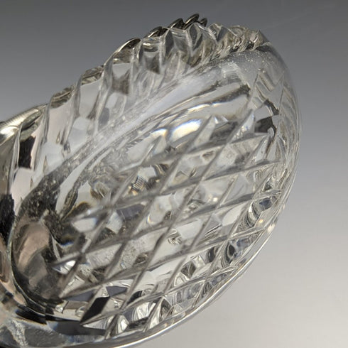 1972 年英國復古天鵝形狀純銀和切割玻璃配件盒大號中號小號 3 件套