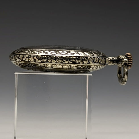 スイス製 ヴィンテージ エニグマ 懐中時計 馬彫刻 合金ケース 動作良好