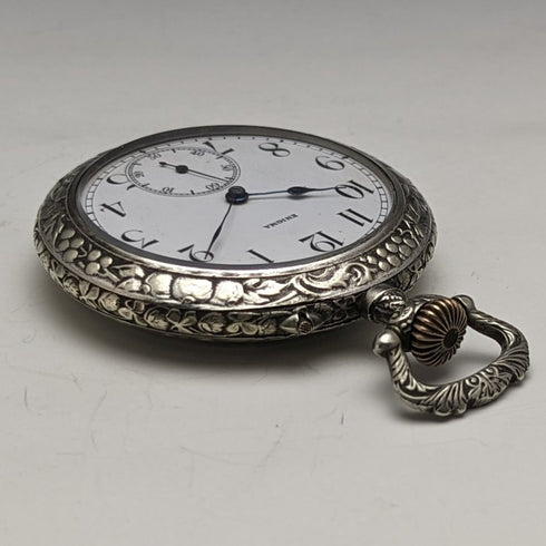 スイス製 ヴィンテージ エニグマ 懐中時計 馬彫刻 合金ケース 動作良好