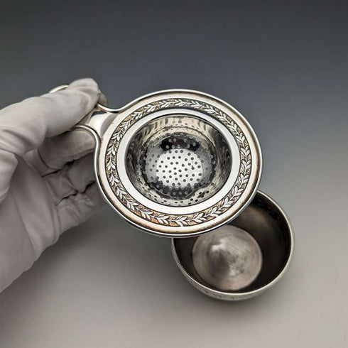 Colador de té antiguo alemán de WMF bañado en plata