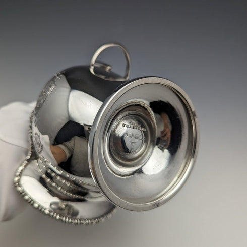 帶勺子的英國古董銀盤糖罐