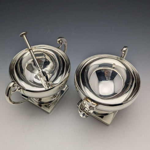 영국 빈티지 실버 플레이트 슈가팟 & 크림 저그