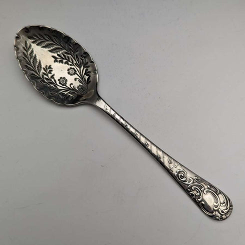 British antique cut glass jam pot silver plate lid & spoon