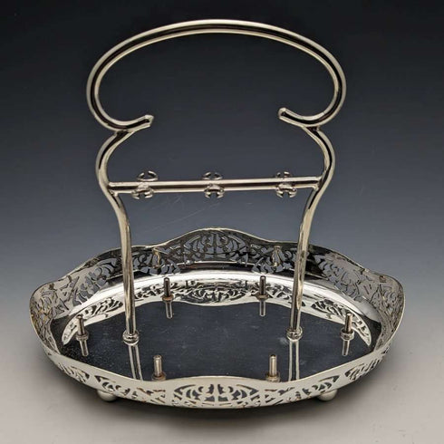 British antique silver plated egg stand set of 6 with rack