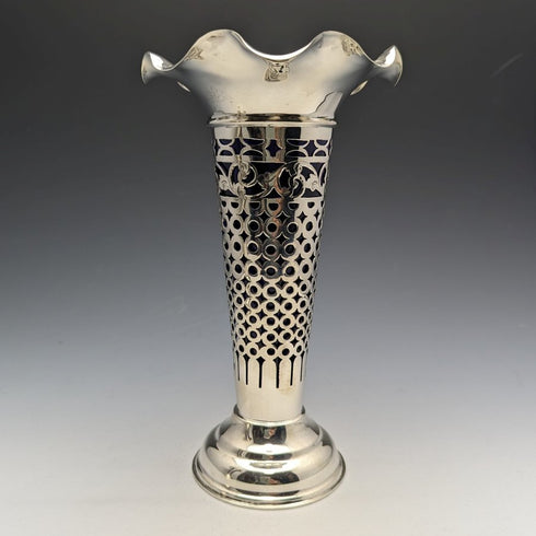 1906 年英國古董純銀大花瓶對鈷內