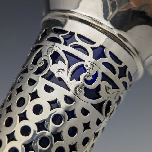 1906 年英國古董純銀大花瓶對鈷內