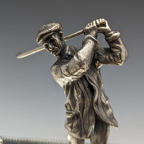 英国ヴィンテージ シルバープレート製 ゴルフデザイン ペンスタンド&インク壺ペア