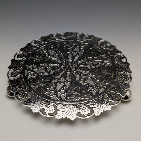 英國復古銀盤茶壺架一對