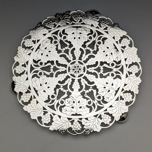 英國復古銀盤茶壺架一對