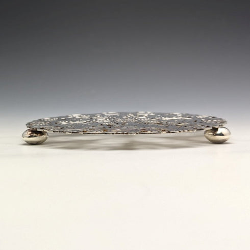 英國復古銀盤茶壺架一對