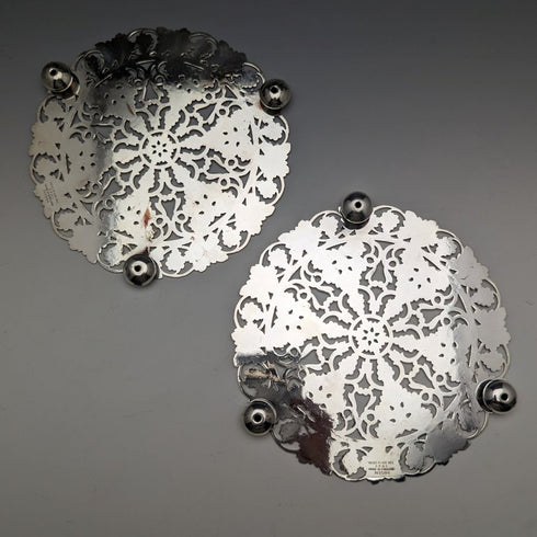 英國復古銀盤茶壺架一對