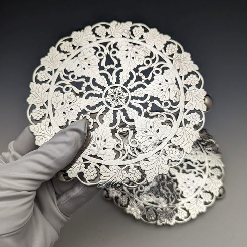 英國復古銀盤茶壺架一對