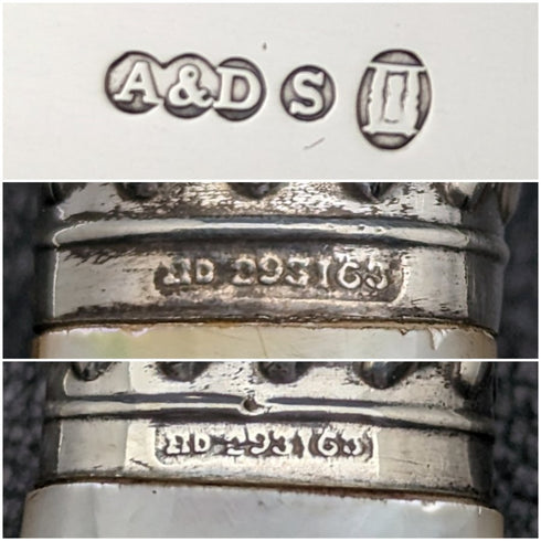 英国ヴィンテージ 白蝶貝ハンドル シルバープレート製 フィッシュサーバーセット ケース入