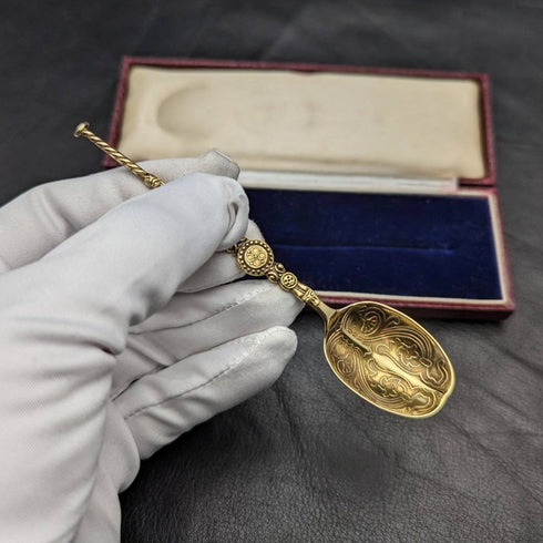 1936年 英国ヴィンテージ 純銀 アノイティングスプーン Barker Brothers