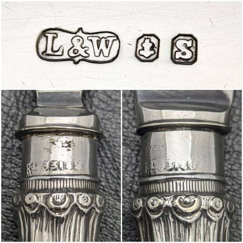 1900 年左右英國古董銀盤魚服務器套裝