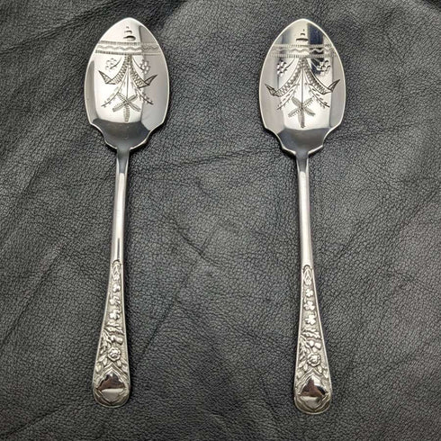 1905년경 영국 앤티크 실버 플레이트 잼 스푼 페어 케이스 포함